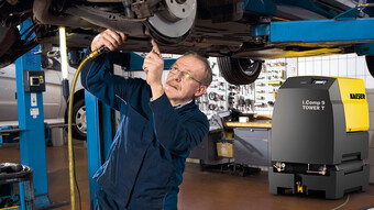 Kolbkompressorijaam i.Comp 9 koos integreeritud jahutuskuivatiga on ideaalne suruõhu tootja autotöökoja jaoks.